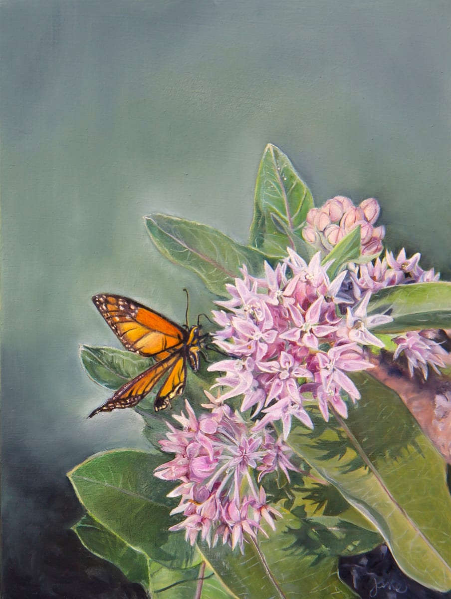 Fancy Milkweed and a Monarch Butterfly by Nila Jane Autry  Image: Plein Air painting takes me places I wouldn't go otherwise, and at the Ogden Botanical Gardens I saw my first Fancy Milkweed plant, with the butterflies all over!  I couldn't resist painting this one...even though it was tedious!  Oh, so worth it!