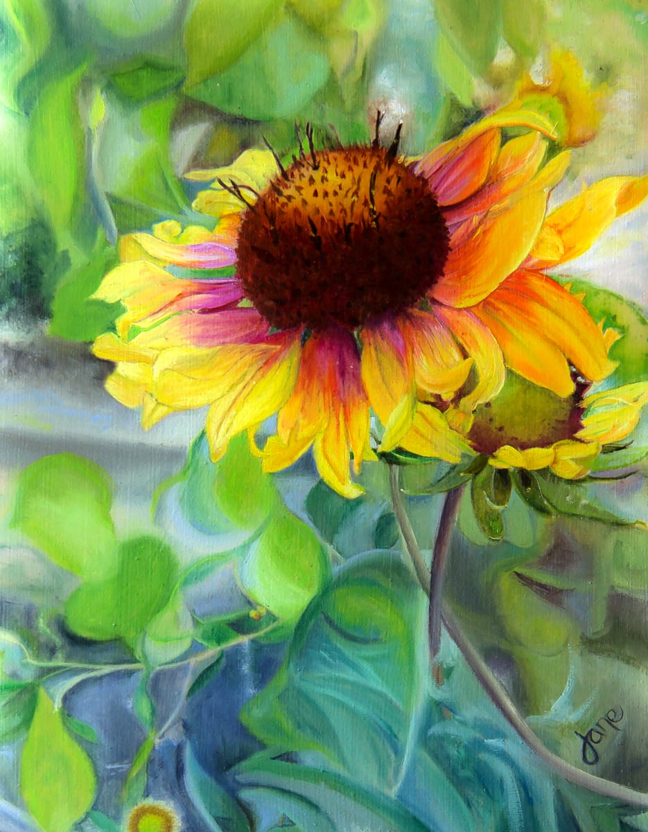 Indian Blanket - Gaillardia Aristata by Nila Jane Autry  Image: I couldn't just walk on by!  The pretty yellow flower and a daughter flower just spoke to me.  And yes, I was going to paint 3 images from the Ogden Botanical Gardens but only this one was entered into the contest.  I'm learning to let go of the allowed entries concept, and focus on getting one good one done.  It worked!  I received honorable mention.  Yay!