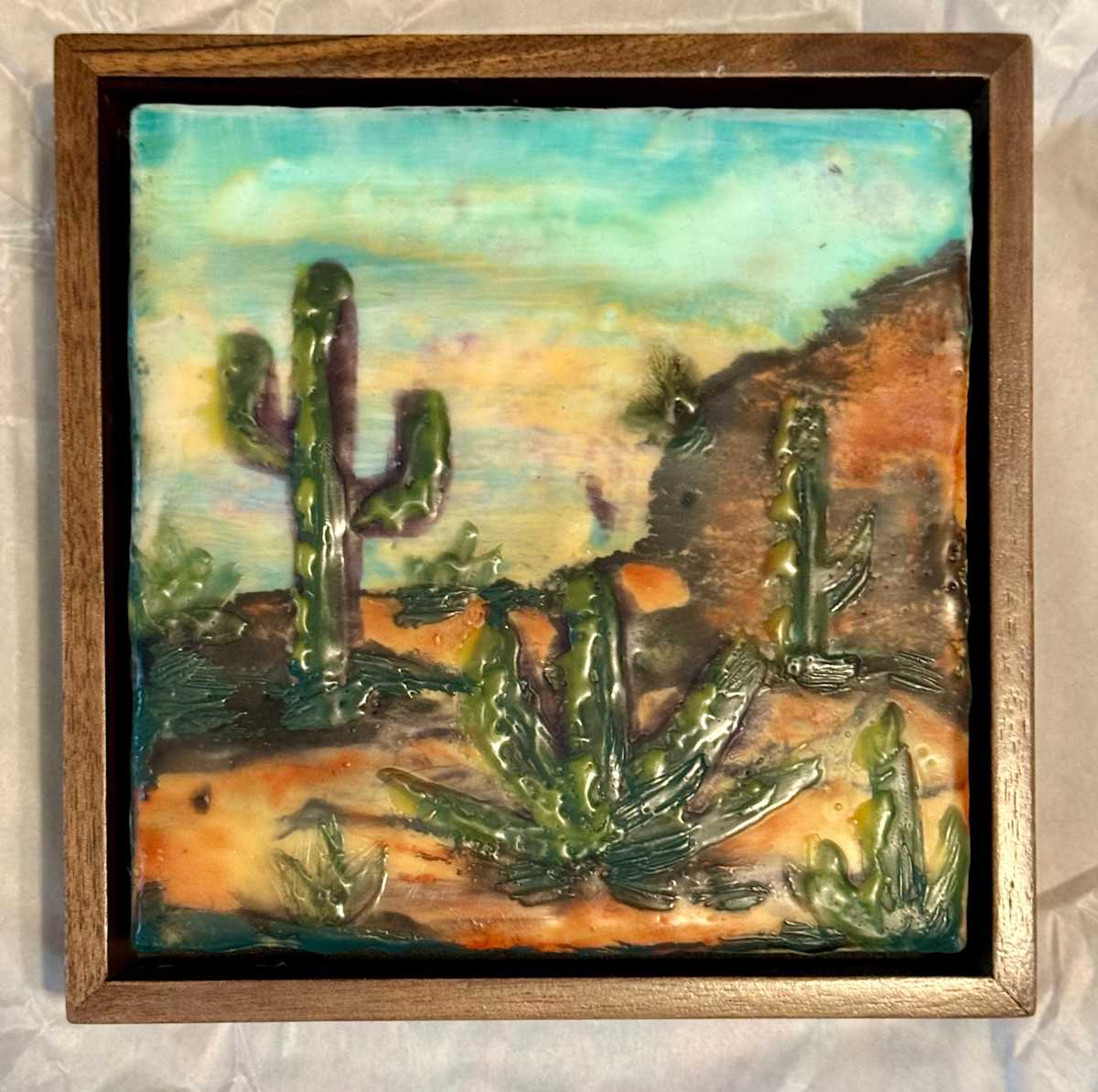 Dessert Cactus Teal Skies by Emily Anne Scott 