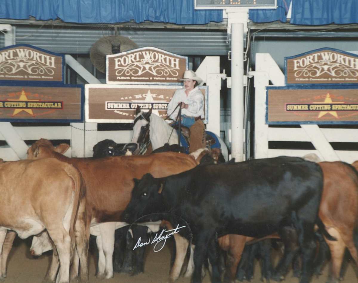 Linda Netherland  Image: Linda Netherland showing at the 1998 NCHA Summer Spectacular. 