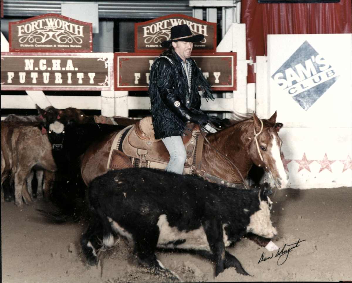 Billy Ray Cyrus  Image: Billy Ray Cyrus showing at the 1999 NCHA Futurity Celebrity Cutting. 