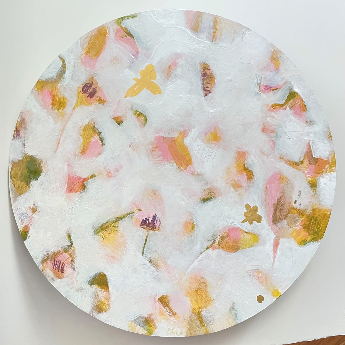 Rosa by Doris Wasserman  Image: Rosa. Acrylic, graphite, gold leaf, cold wax on panel. 18 inches