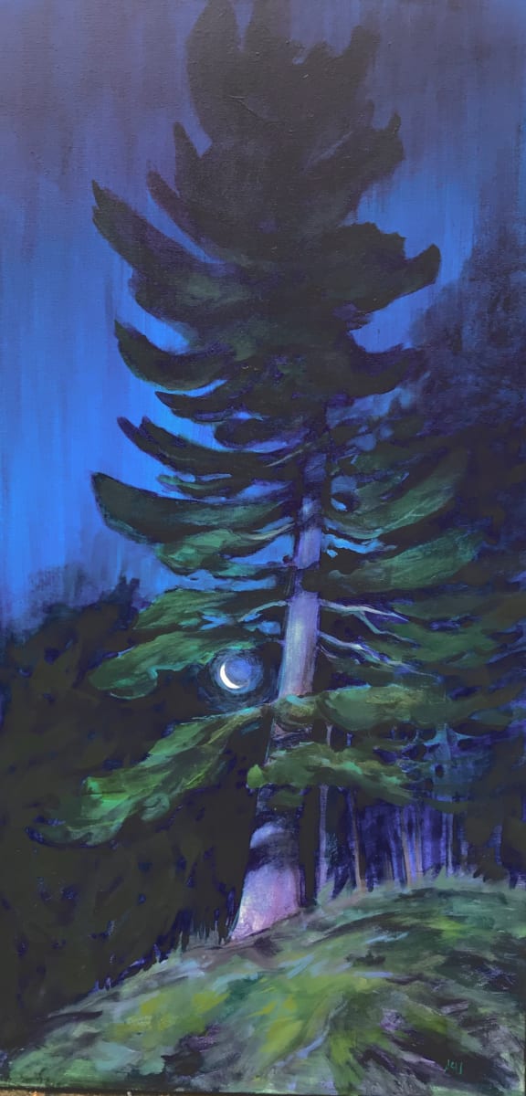 Crescent Moon and White Pine II by Angela St Jean 
