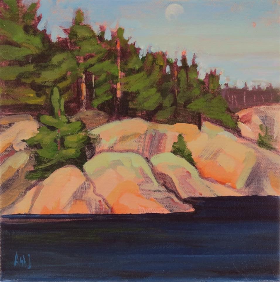 Moon Over Iroquois Bay by Angela St Jean 