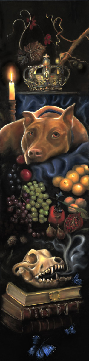 YEAR OF THE DOG - ORIGINAL OIL PAINTING by Angie Jones 
