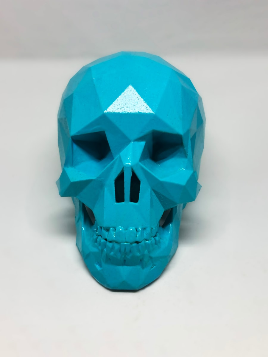 After Life Skull - Cyber Blue by Angie Jones 