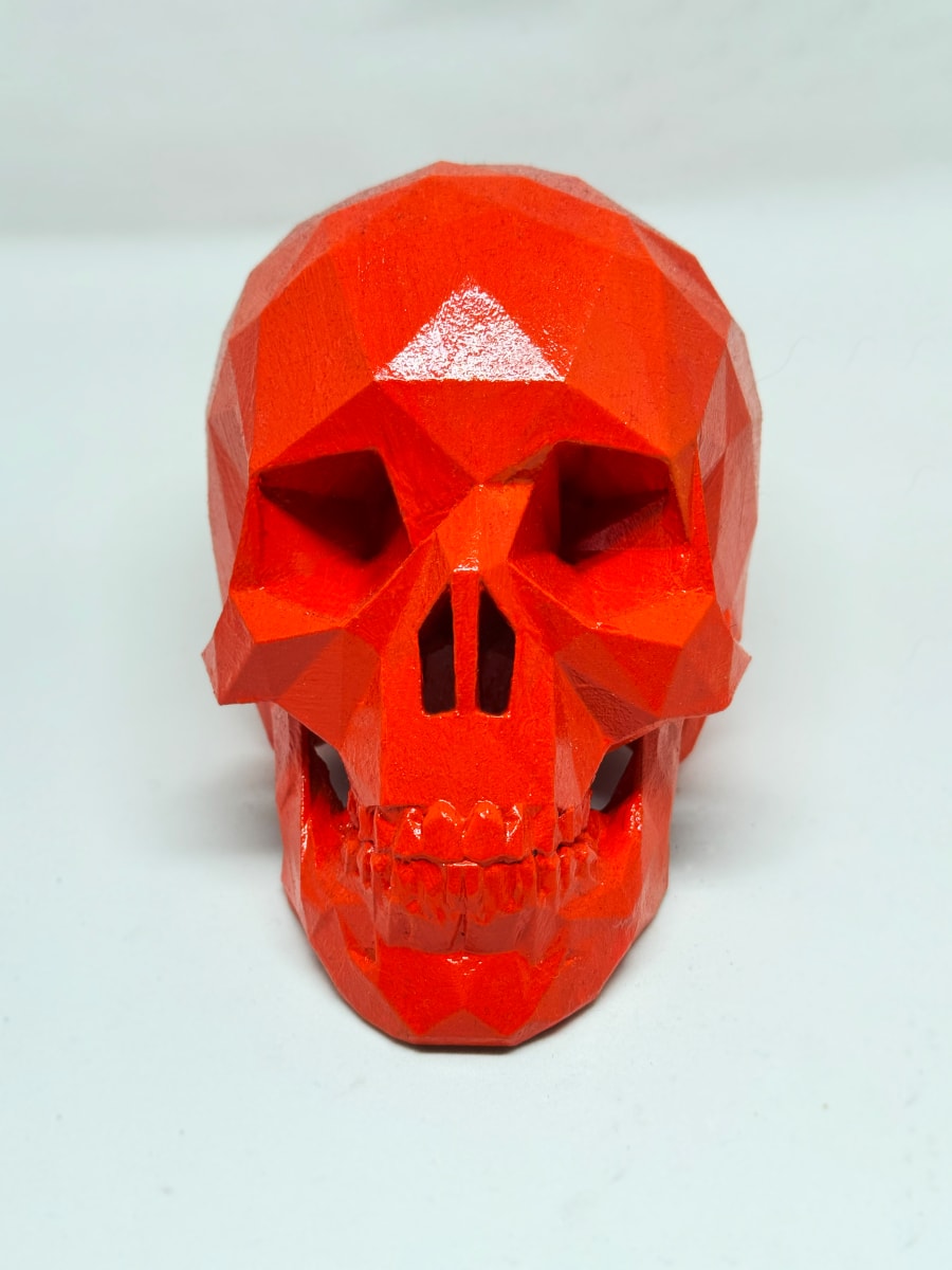 After Life Skull - Orange Flames by Angie Jones 