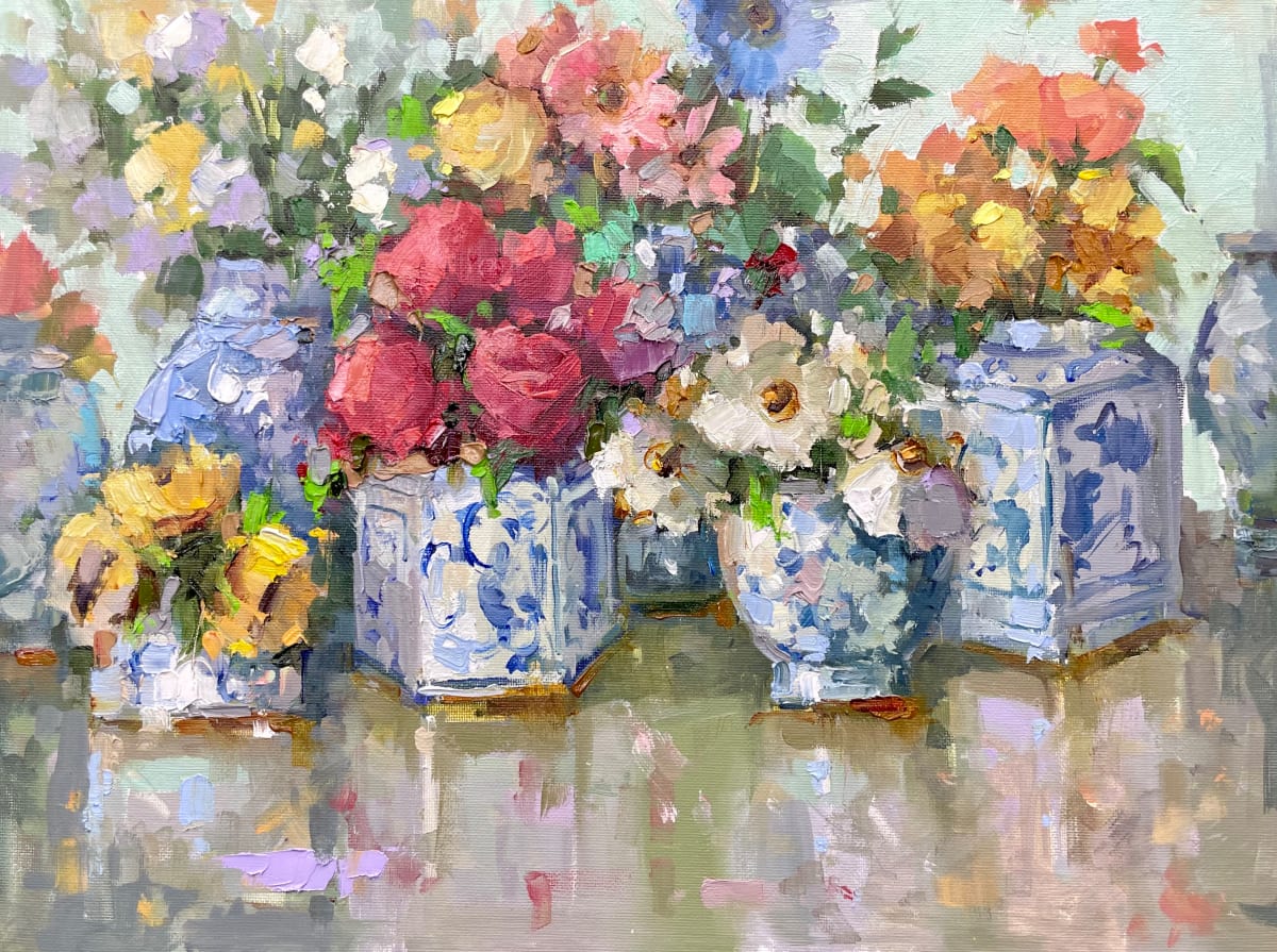 Blue Willow Vases by Michele Usibelli 