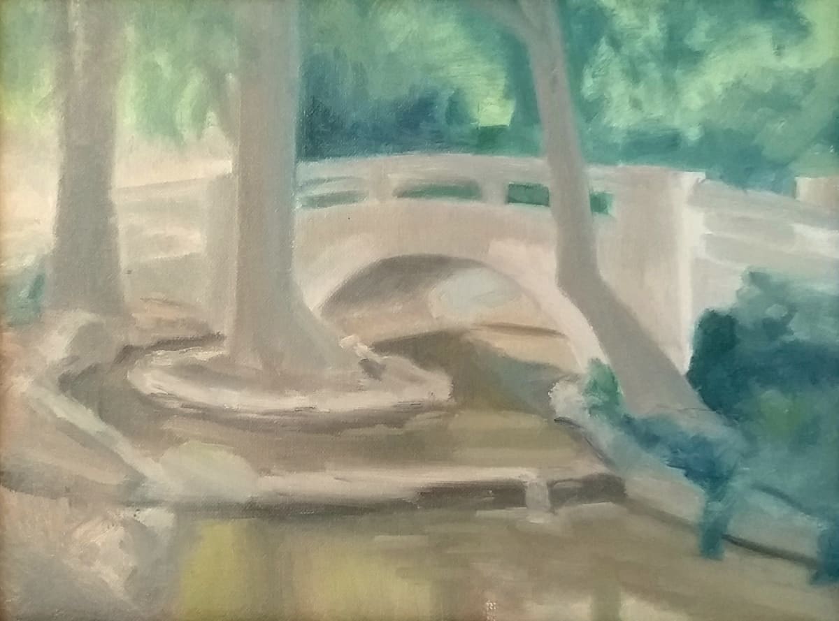 Foot Bridge at Averill Park by Curtis Green  Image: Foot Bridge at Averill Park, 2021, Oil on Canvas, 9"x12", by Curtis Green