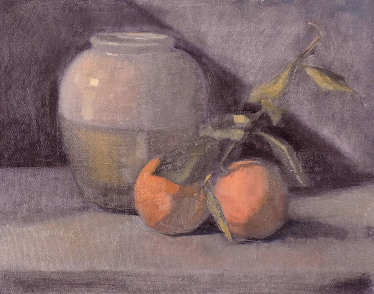Two Oranges with Vase by Curtis Green  Image: Two Oranges with Vase, 2023 by Curtis Green