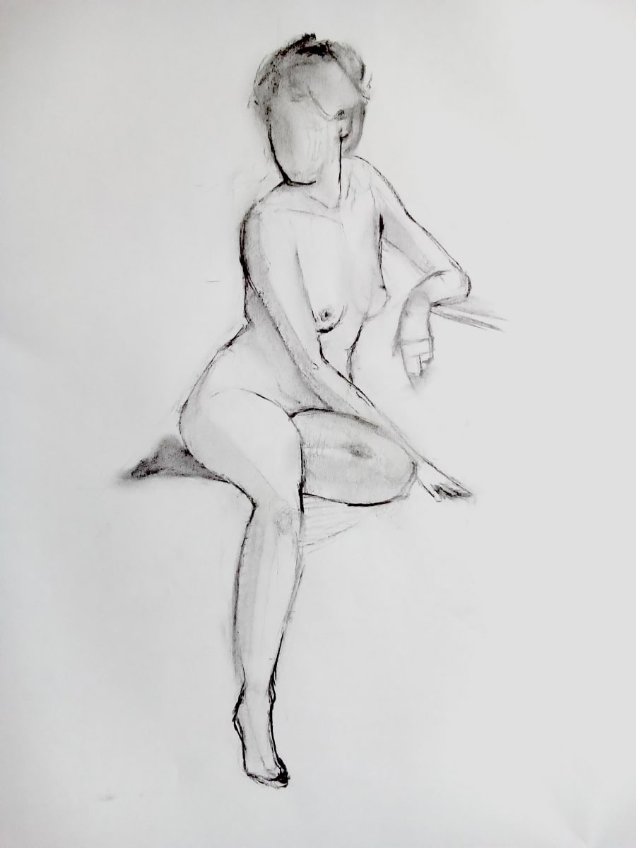 Pose 2 by Curtis Green  Image: Figure Drawing Pose 2, 2022, Charcoal on Paper, 18"x24"