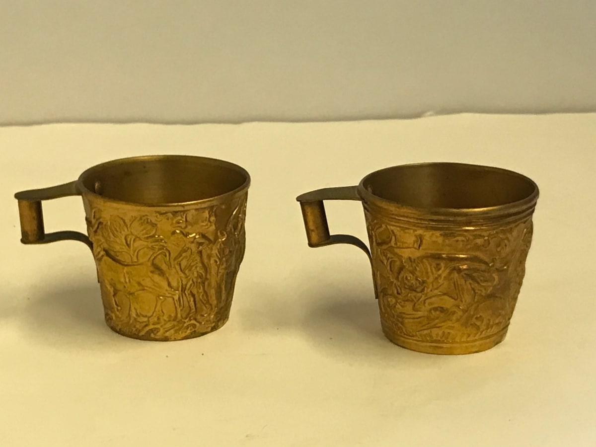 Greek Metal Cups With Bull Images in Relief (Small) 