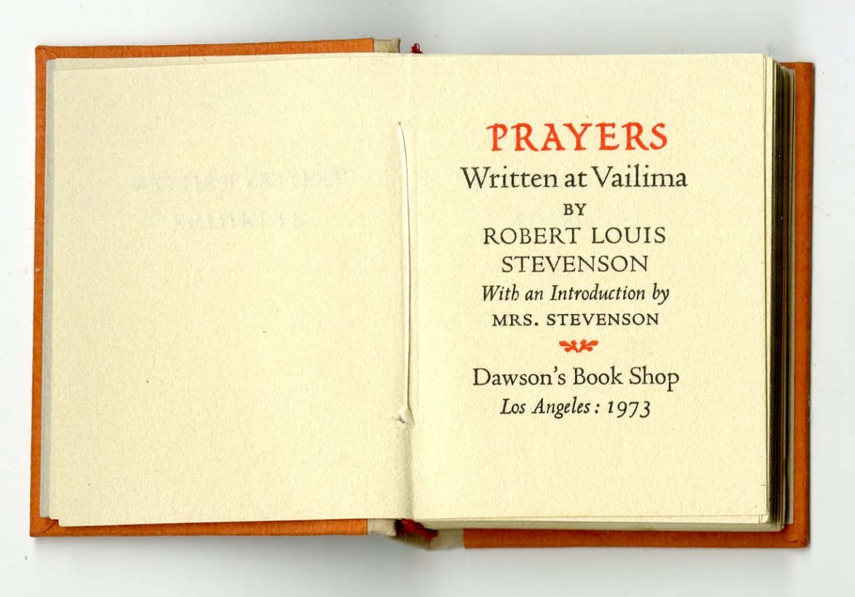 Prayers Written at Vailima by Robert Louis Stevenson 