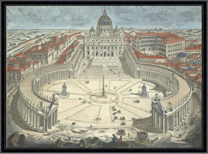 St. Peter's Basilica, Vatican (Print) by Giovanni  Battista Piranesi 