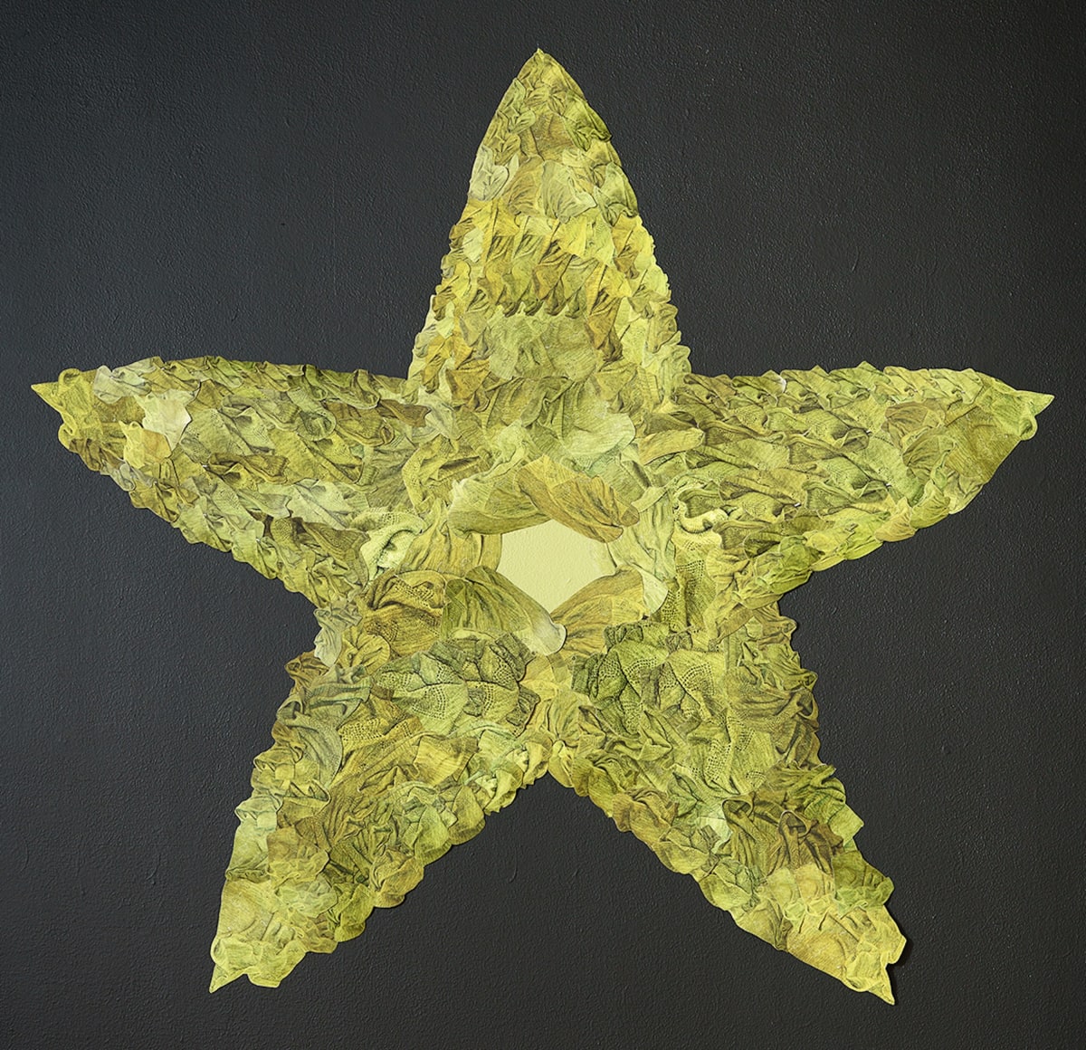 Star (daughter) by Mira Burack  Image: Star (daughter), 2019, Photography collage (photographs of baby blanket), paint, wall installation, 60" x 60"