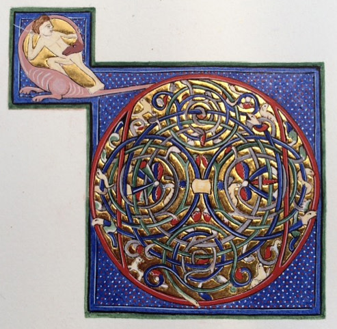 Illuminated letter D from Lincoln Cathedral manuscript MS147 f.202v by Toni Watts 