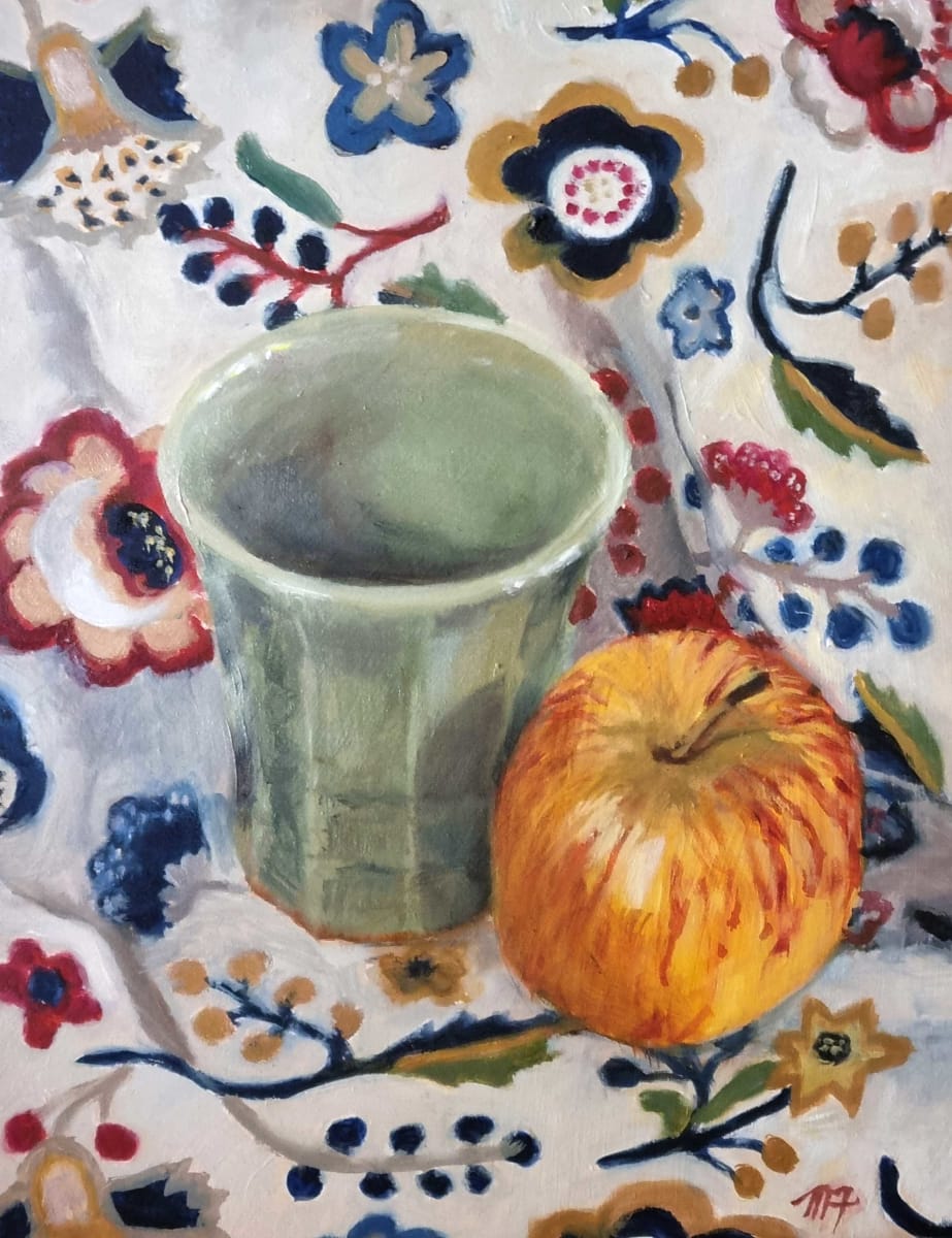 Celadon Cup and Apple by Miranda Free 