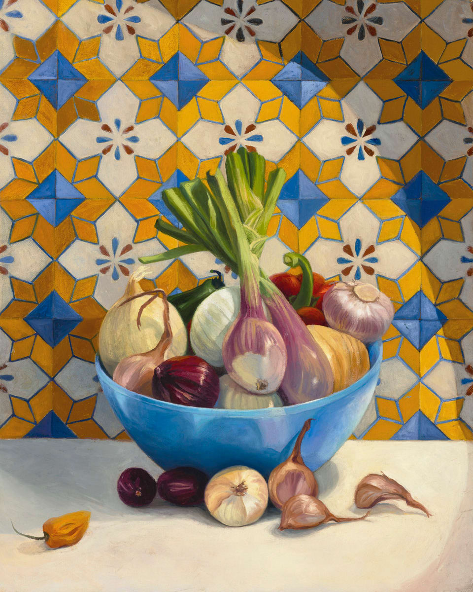Greeting Card - Talavera Onions x 5 by Kathy Roseth 