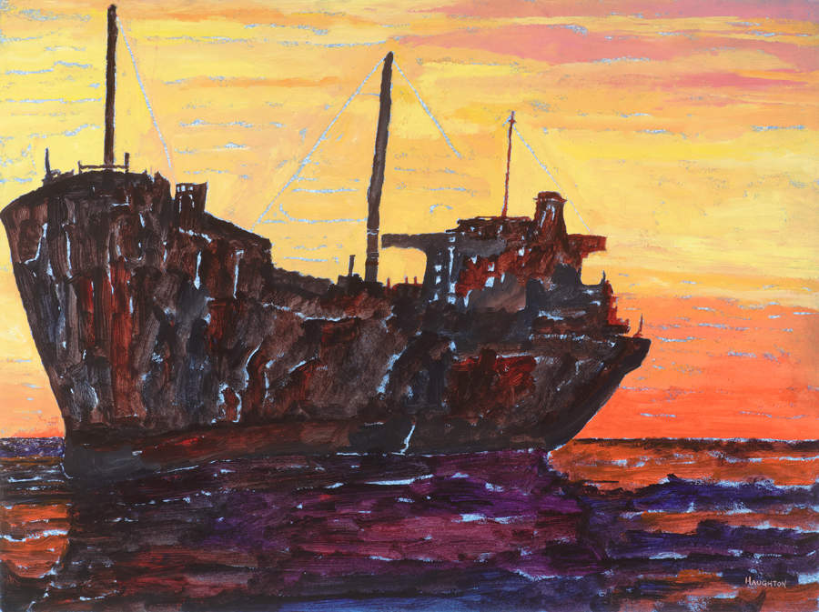 Crepuscule - Old Freighter by David Haughton 