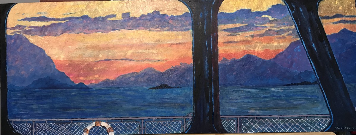 View from the Ferry X (Leaving Swartz Bay - Sunset) by David Haughton 