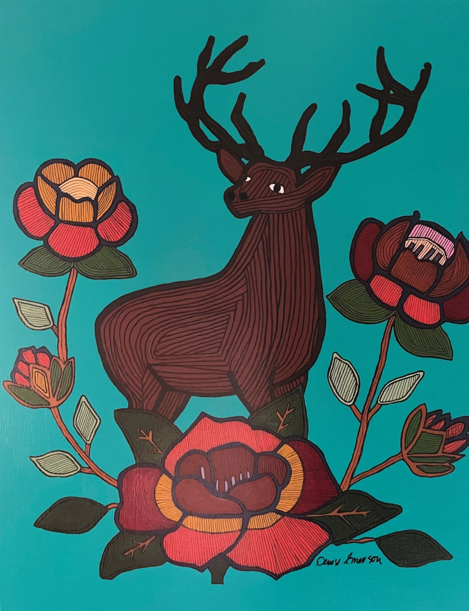 Deer Among Flowers by Denise L. Emerson 