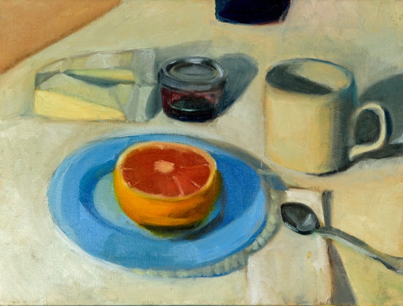 "Breakfast with Grapefruit," Greeting Card, 5 copies by Kathy Roseth 