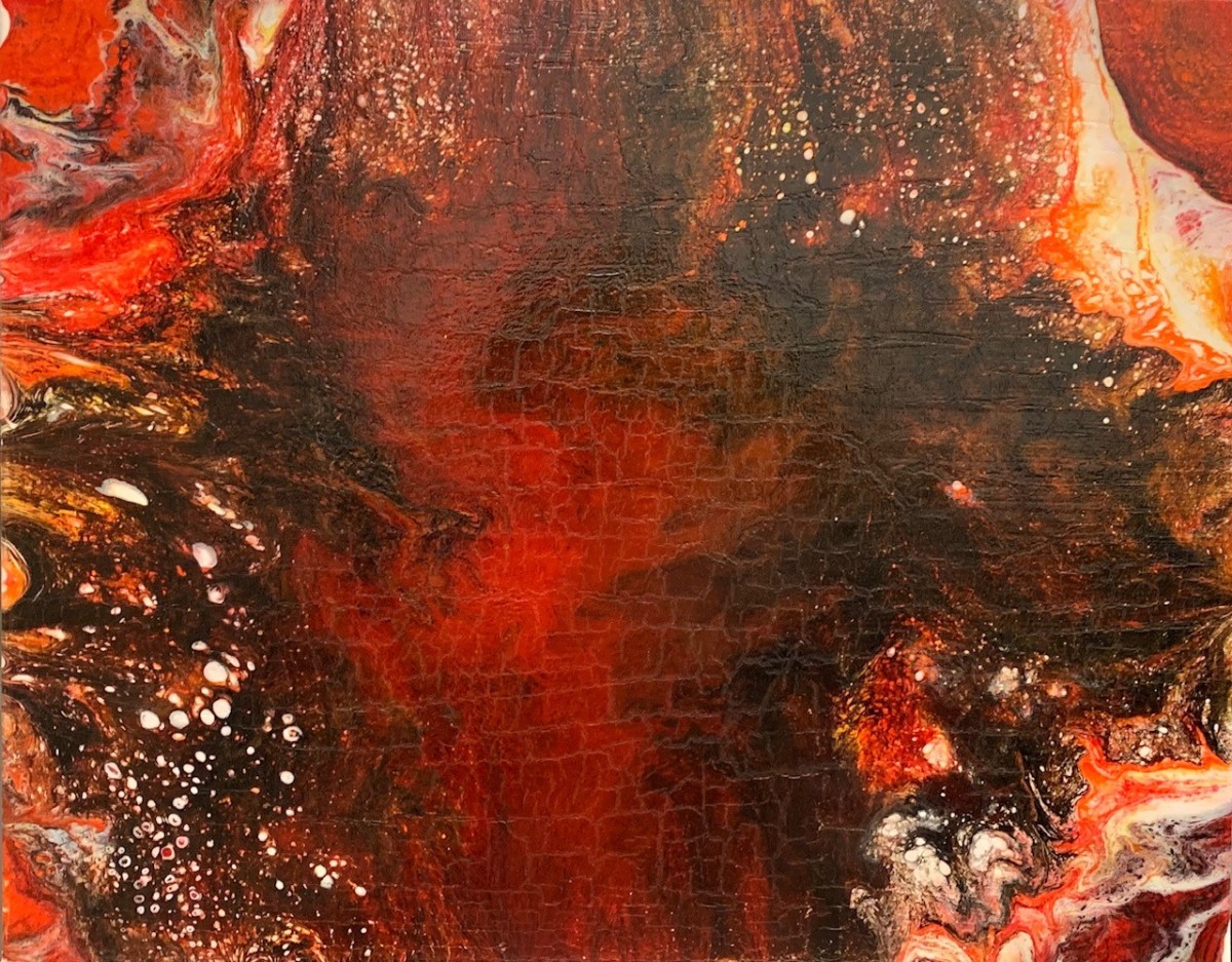 Fire Painting (Creative Like Me exhibit) by Behavioral Health & Developmental Disabilities (T. Parrot, G. Colbert, Q. Etheridge, C. Rogers, D. Stalling, J. Myers, C. Patterson), Image 3.
