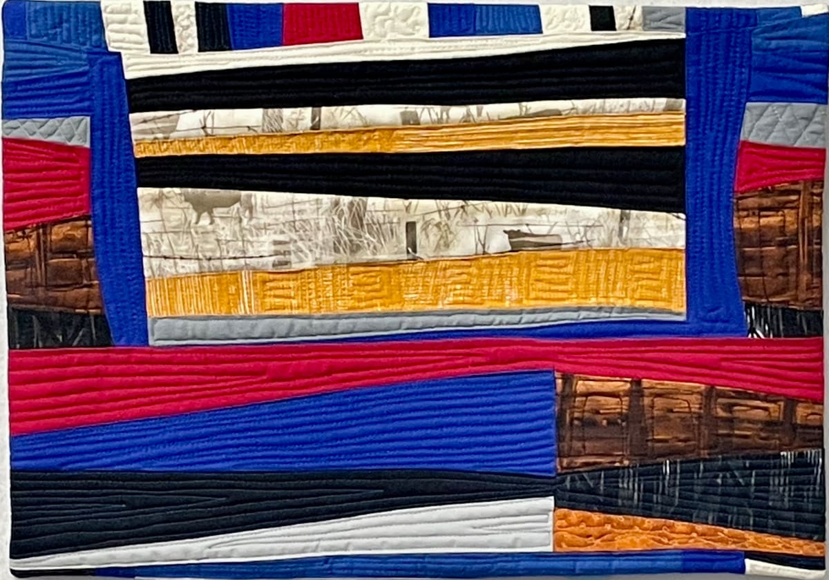 Winter One ~with cows standing at the barbed wire fence in the midst of the colors of the flag by Audrey Hyvonen 
