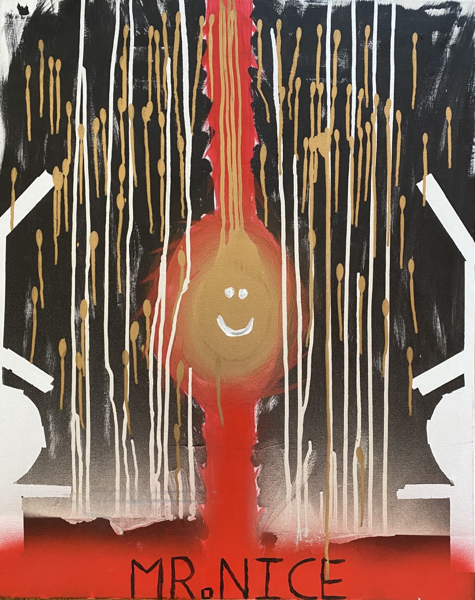Untitled, (black, gold, red by Mr. Nice 