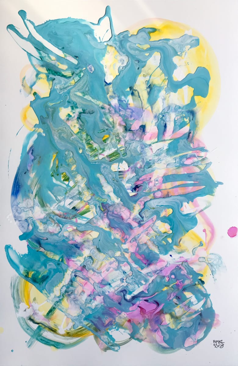 Swirl With Caution by Blake Brasher  Image: 40 x 26" watercolor and acrylic on textured polypropylene