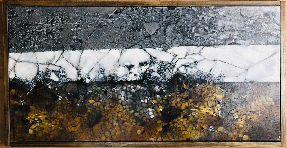Pavement, Death by Karen Phillips~Curran  Image: Pavement acrylic painting on stretched canvas, framed 21x42"