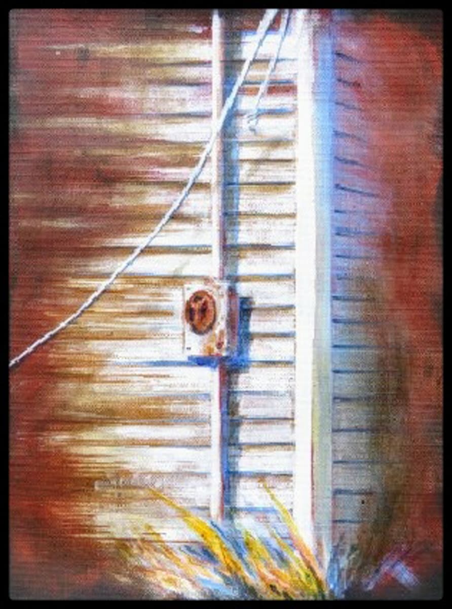 Cut Off by Karen Phillips~Curran  Image: Cut Off
Abandoned homes are a real treasure trove for emotional art. They tell a story.  This story is amplified by using a black background and metalics