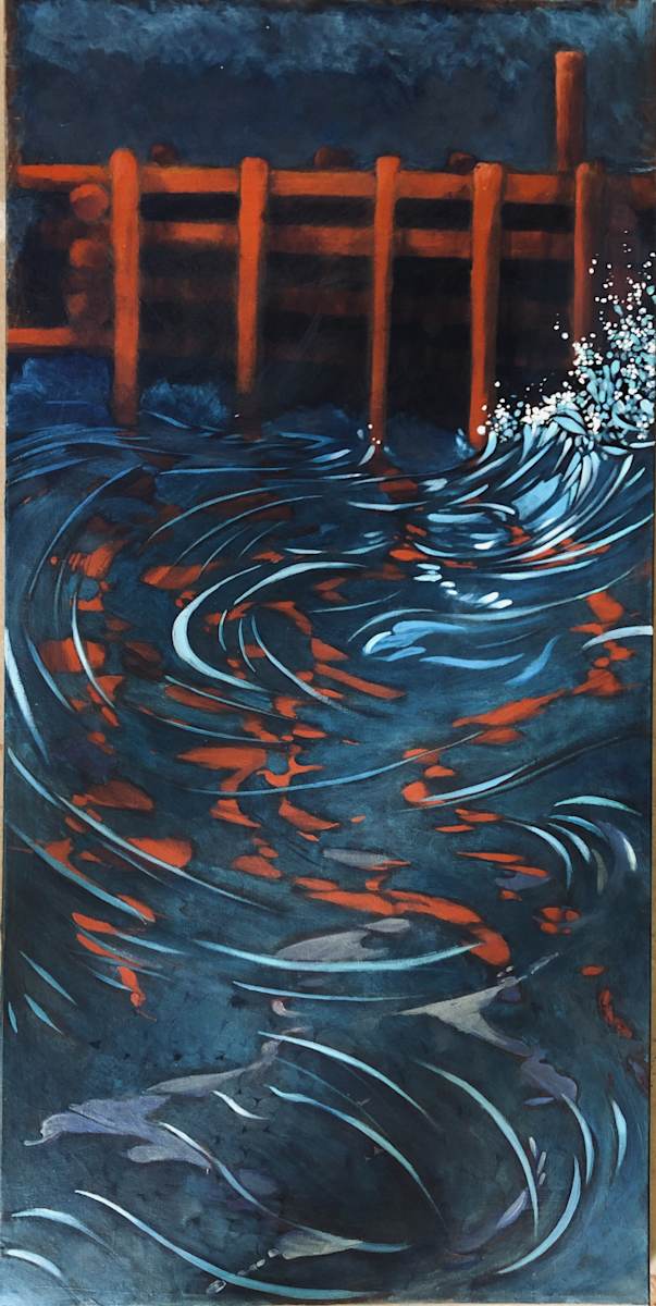 Night Dock Waves by Karen Phillips~Curran  Image: Night dock -Waves