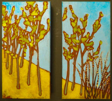 New Leaves and Pussy Willows  Image: This little pair of paintings is such a fun forest idea!