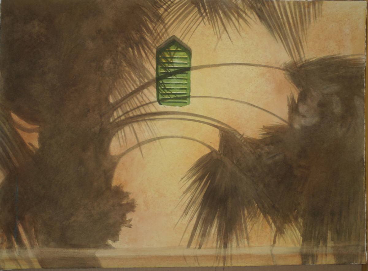 Palm Shade Green Shutter by Karen Phillips~Curran 