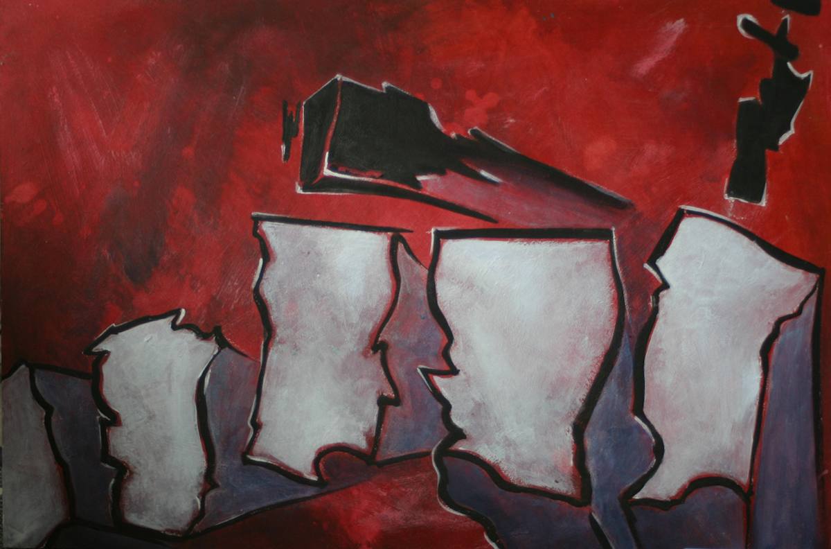 Red, Undulating Keys by Karen Phillips~Curran, Image 1.