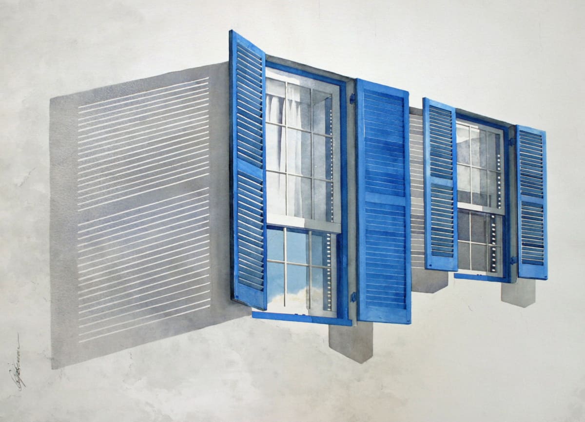 Winsor Blue Two Shutters by Karen Phillips~Curran 