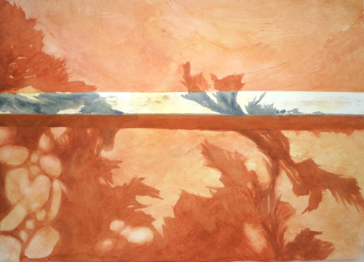 Sunday Walls by Karen Phillips~Curran  Image: Sunday Walls captures the lazy summer shadows on a peach-coloured wall.  Let this image reduce you to calm embrace the warmth and let it be a showcase of texture and sunlight in your home decor. 
