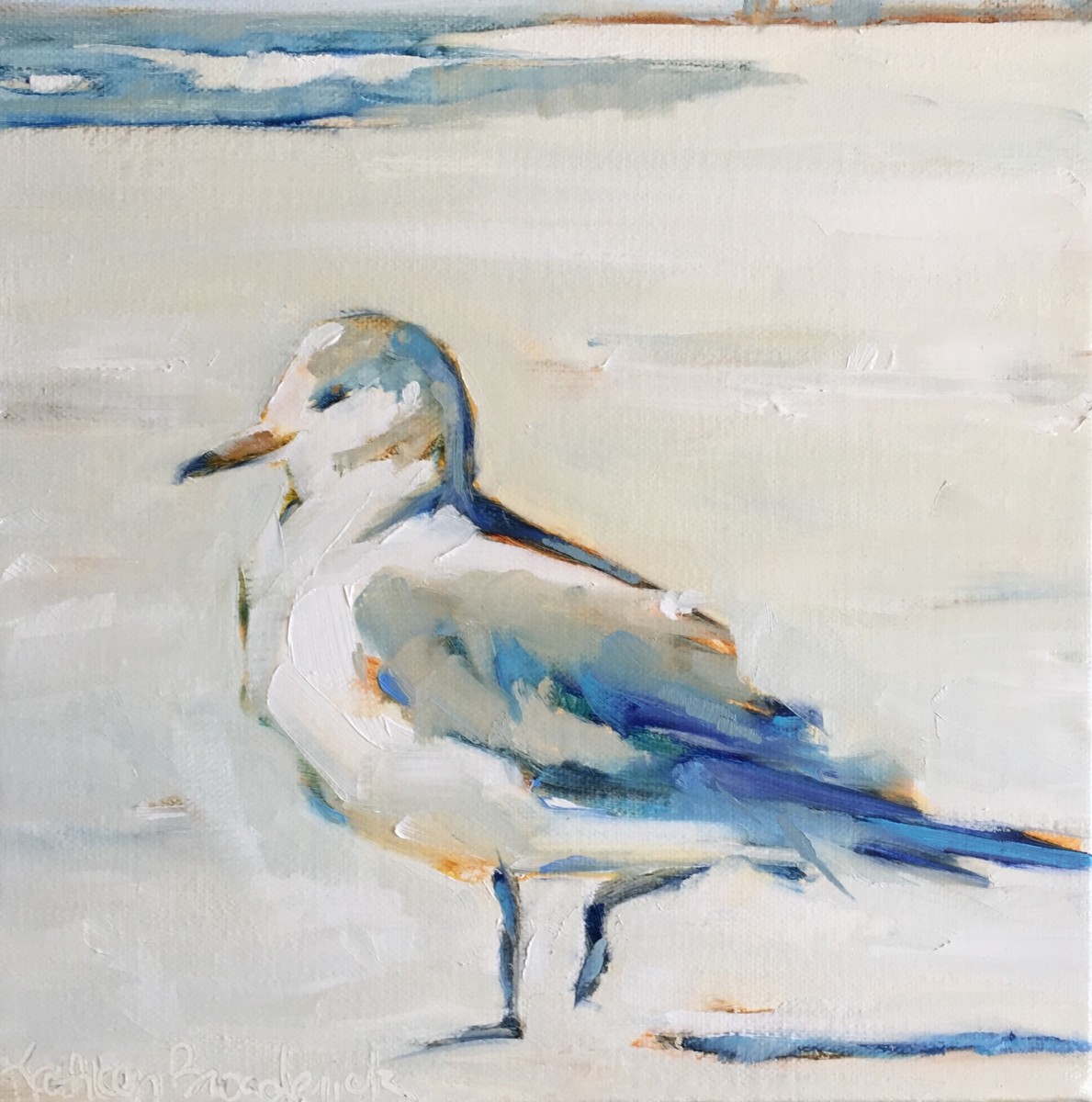 Blue Beach Bird by kathleen broaderick 