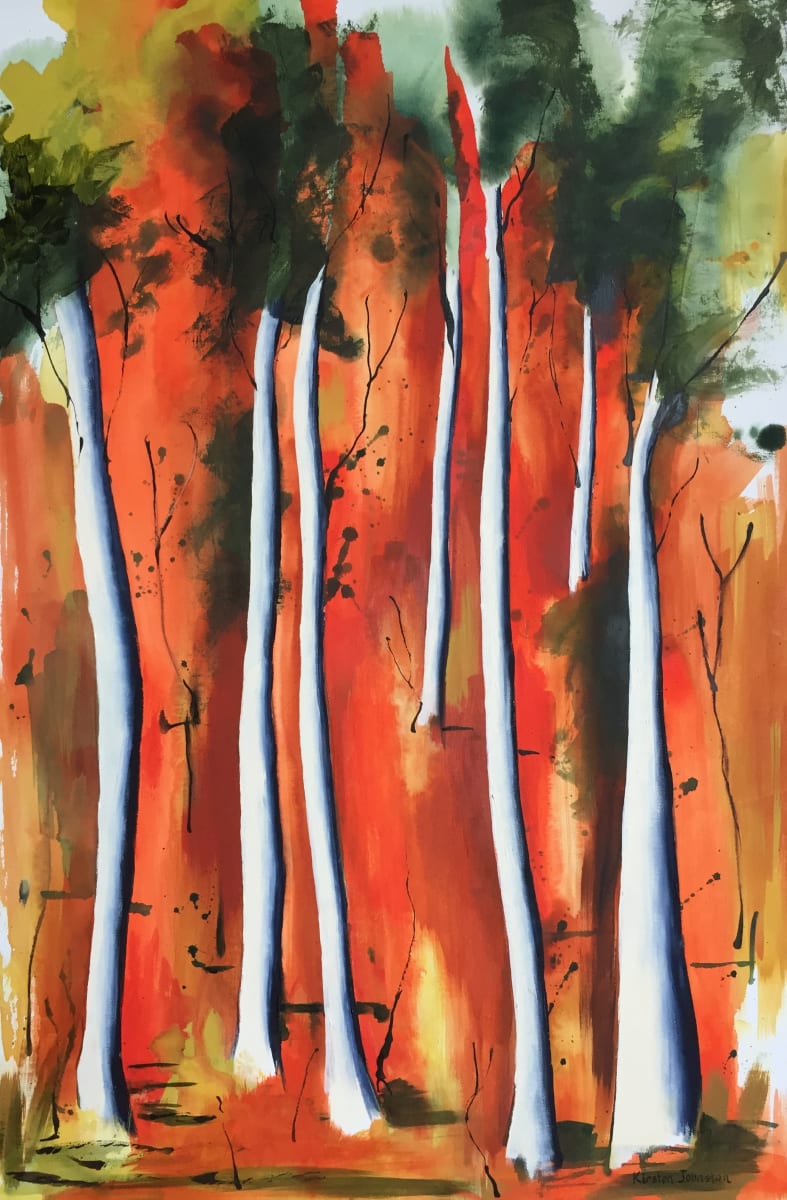 Tall trees with orange 