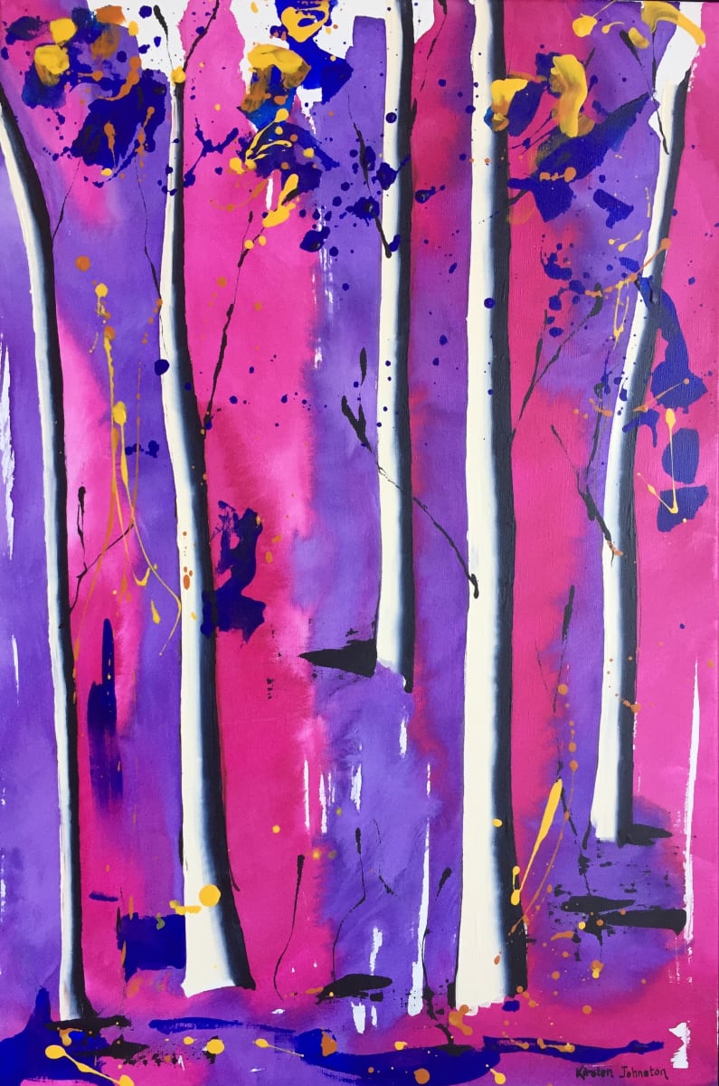 White tree with pink and violet 