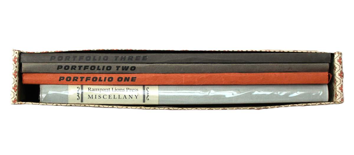 Portfolio One, Two, Three & Rampant Lions Press Miscellany by Rampant Lions Press, Will Carter, Sebastian Carter  Image: Portfolio spines