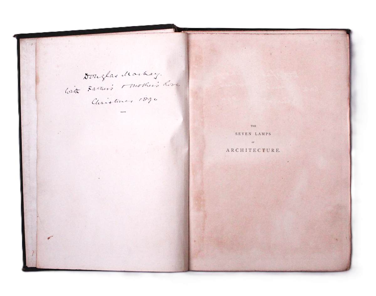The Seven Lamps of Architecture by John Ruskin  Image: Title page