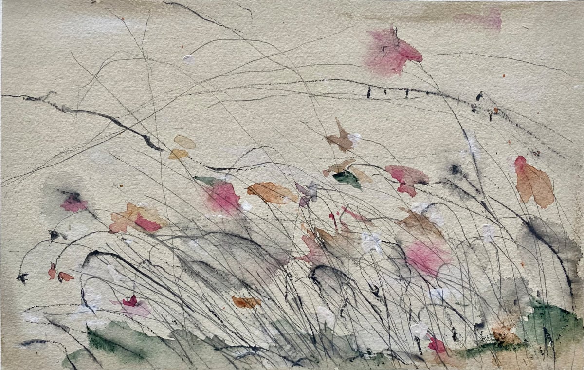Untitled 0222 by John Worth  Image: Abstract  Landscape: Wildflower Mark-making: Acrylic, Watercolour and Graphite on thick Waterford Paper 