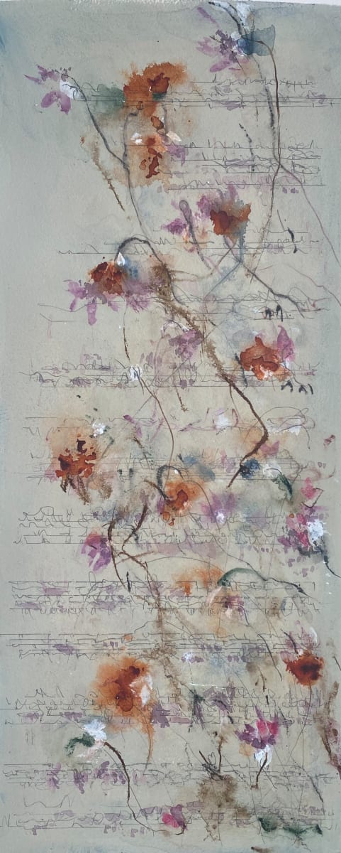 Untitled 0231 by John Worth  Image: Floral, Abstract, Musical Column, Acrylic, Watercolour, Graphite, Pencil and Walnut Ink on Arches Paper 