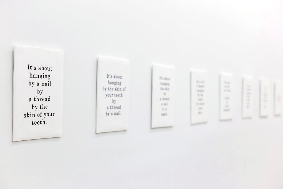 Hanging By by JUANA VALDÉS  Image: Screen printed porcelain, 9 pieces