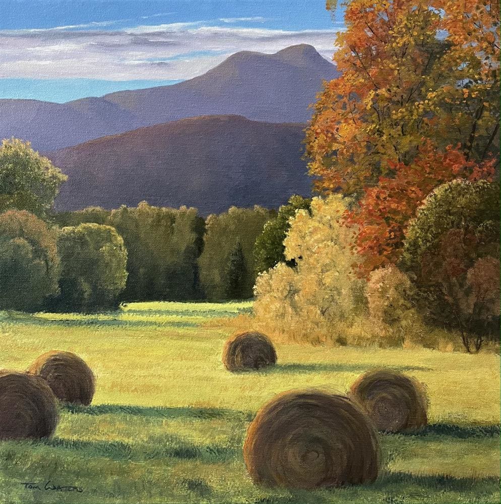 Autumn Hay Rolls by Thomas Waters  Image: Autumn Hay Rolls below Camels Hump