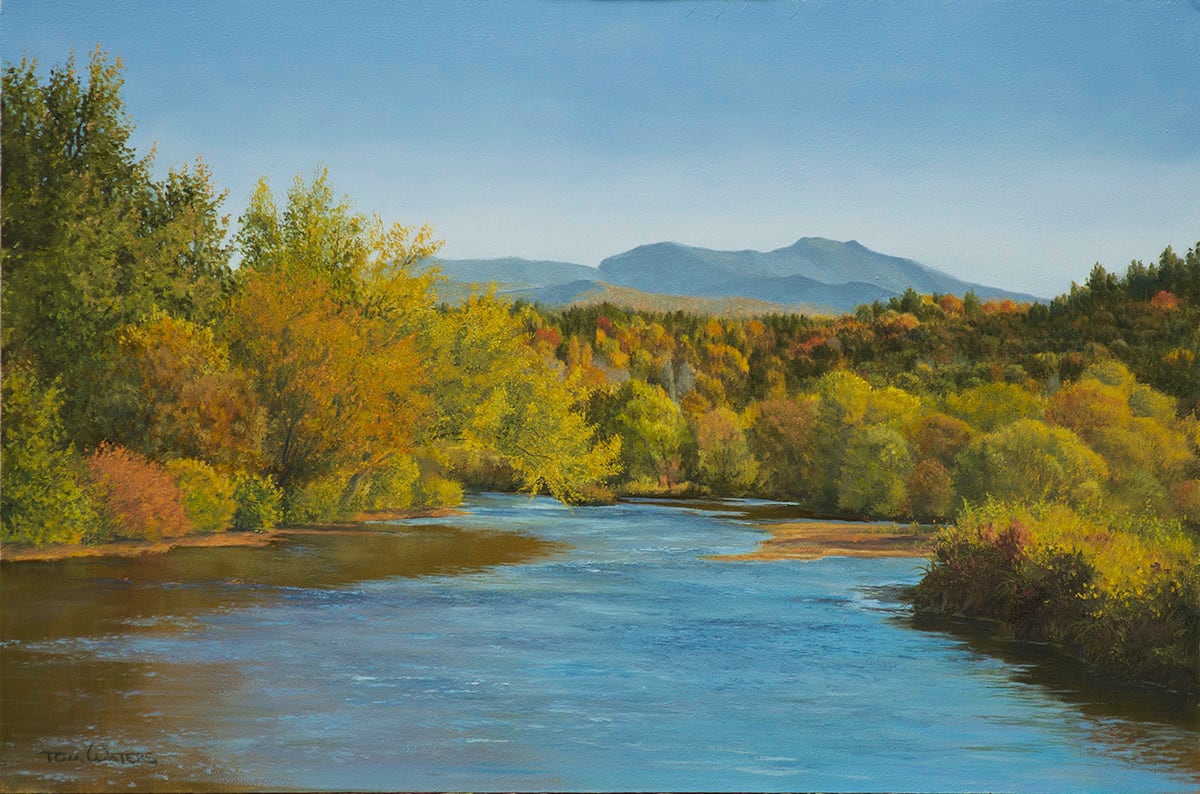 Perfect Autumn Afternoon  Image: View of the Lamoille River and Mount Mansfield from Johnson Vermont