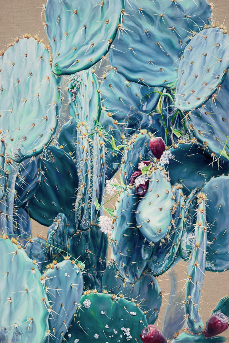 Teal Cactus by Jessica Monroe Art 