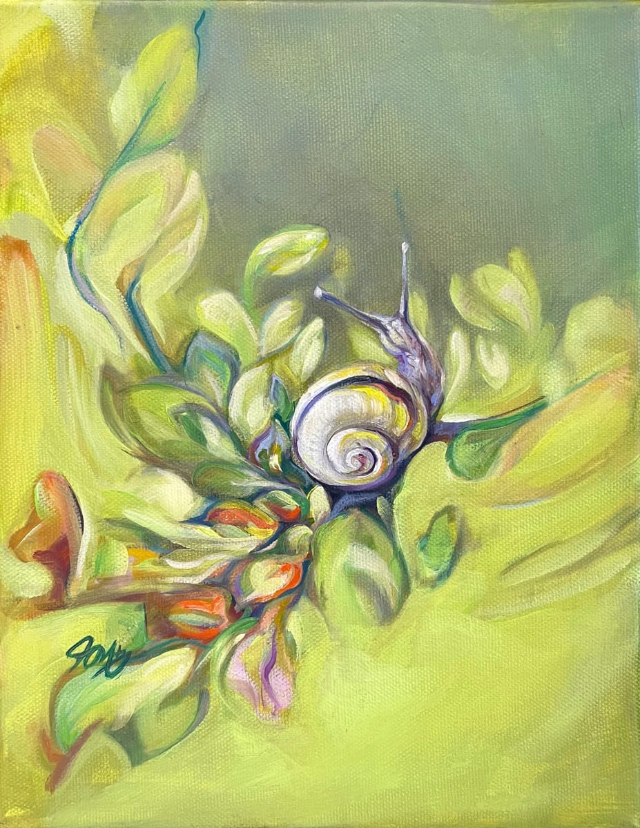 Snail in an Abstract Land I by Jessica Monroe Art 